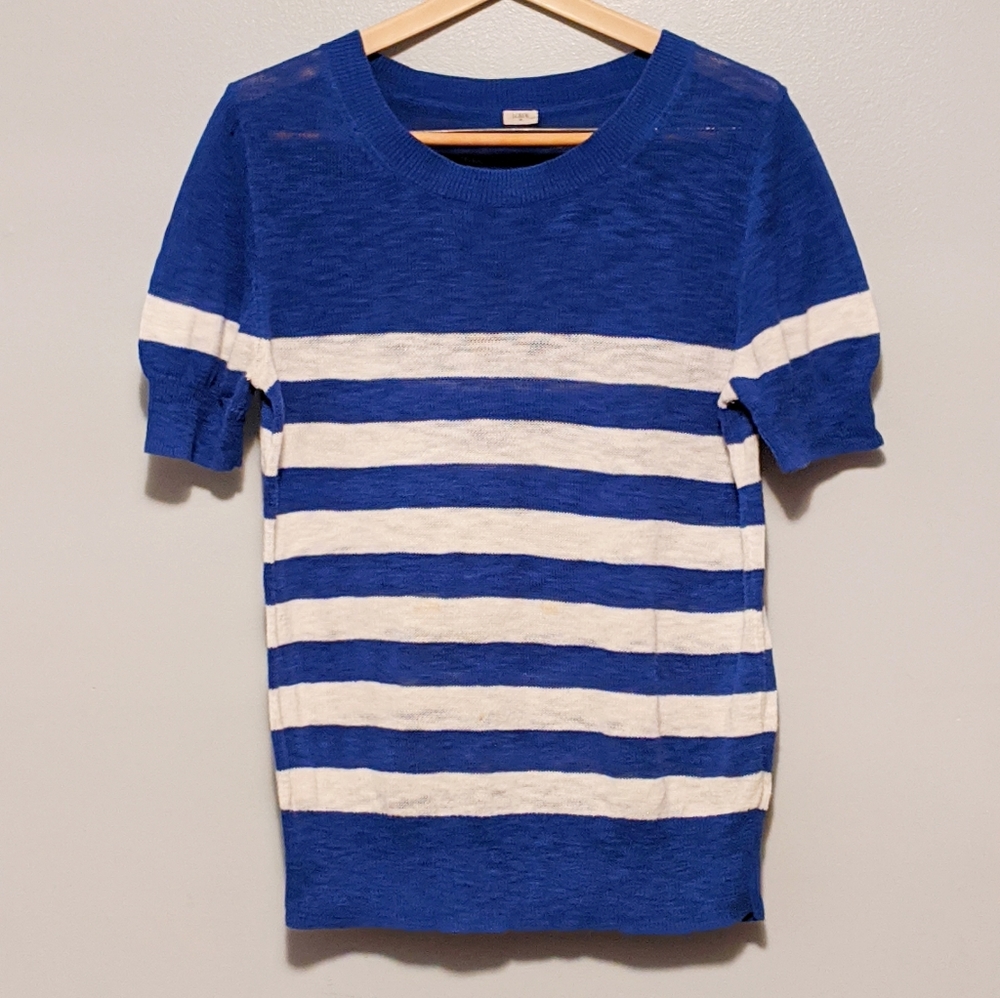 J CREW: Blue and White Knit Sweater